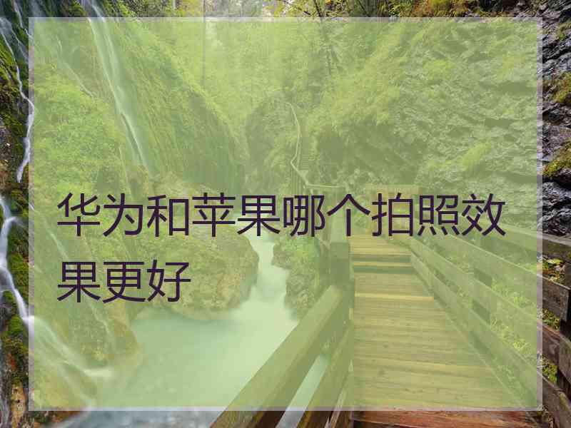 华为和苹果哪个拍照效果更好