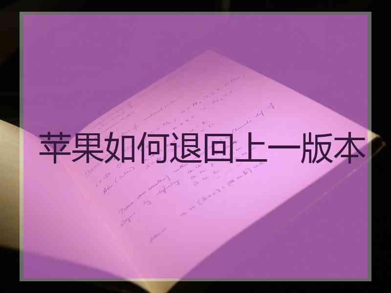 苹果如何退回上一版本