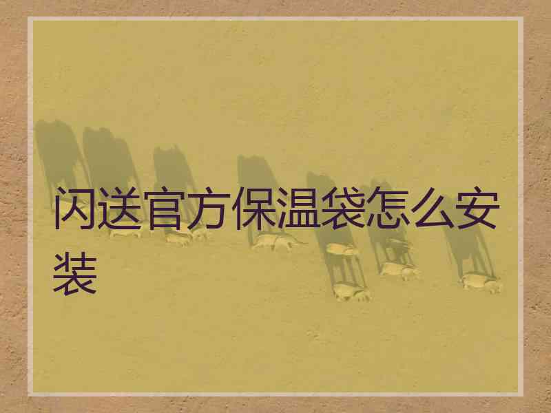 闪送官方保温袋怎么安装