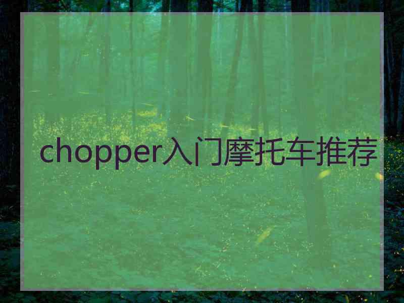 chopper入门摩托车推荐