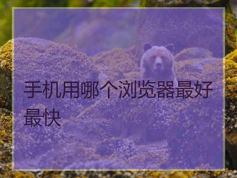 手机用哪个浏览器最好最快
