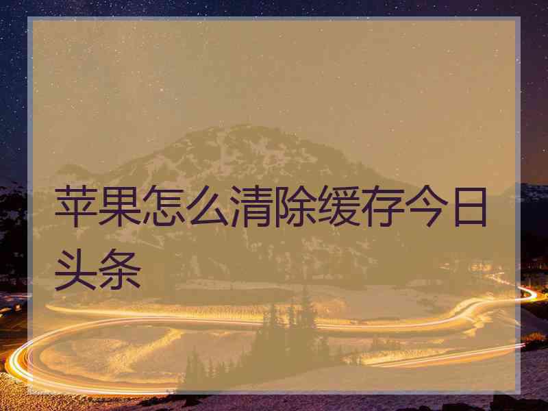 苹果怎么清除缓存今日头条