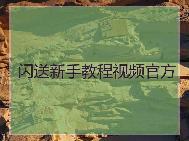 闪送新手教程视频官方