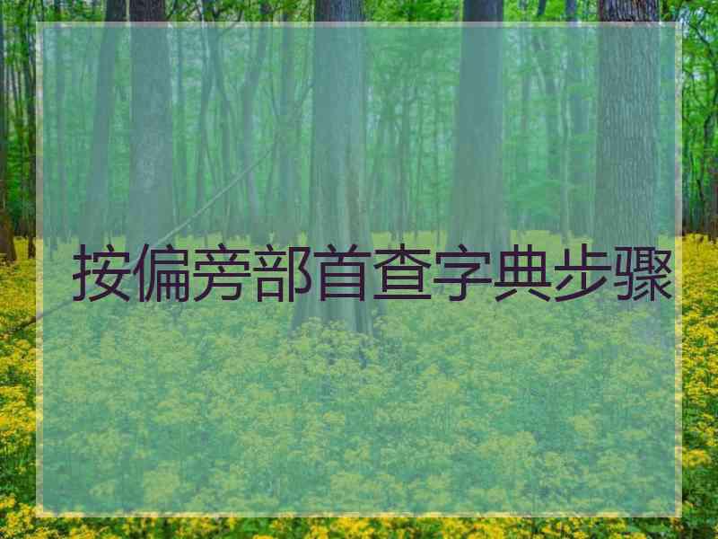 按偏旁部首查字典步骤