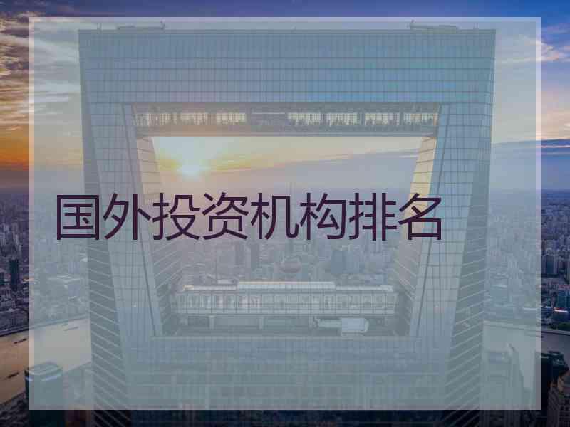 国外投资机构排名