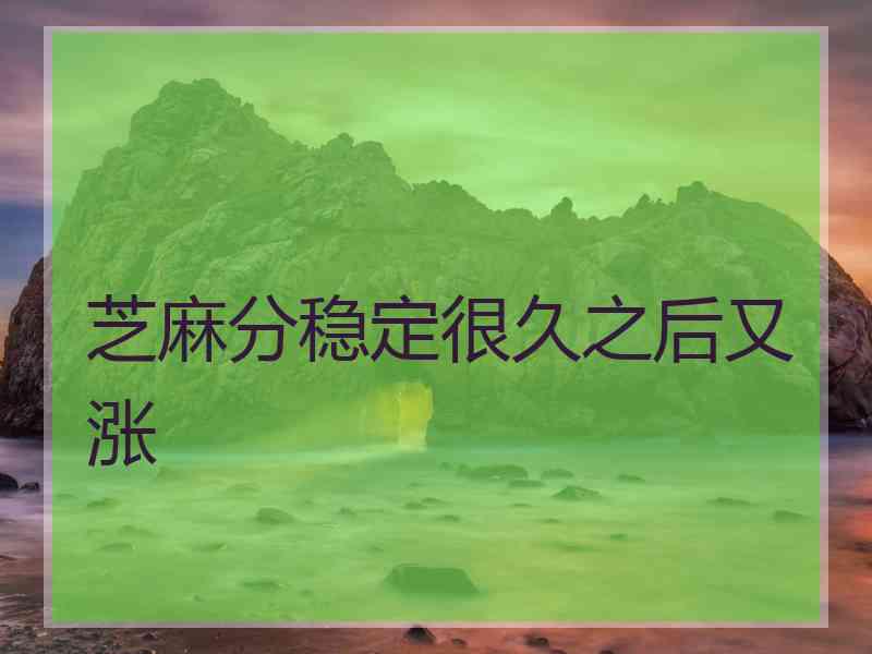 芝麻分稳定很久之后又涨
