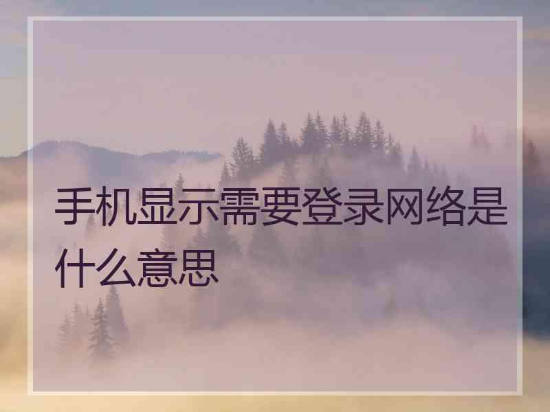 手机显示需要登录网络是什么意思