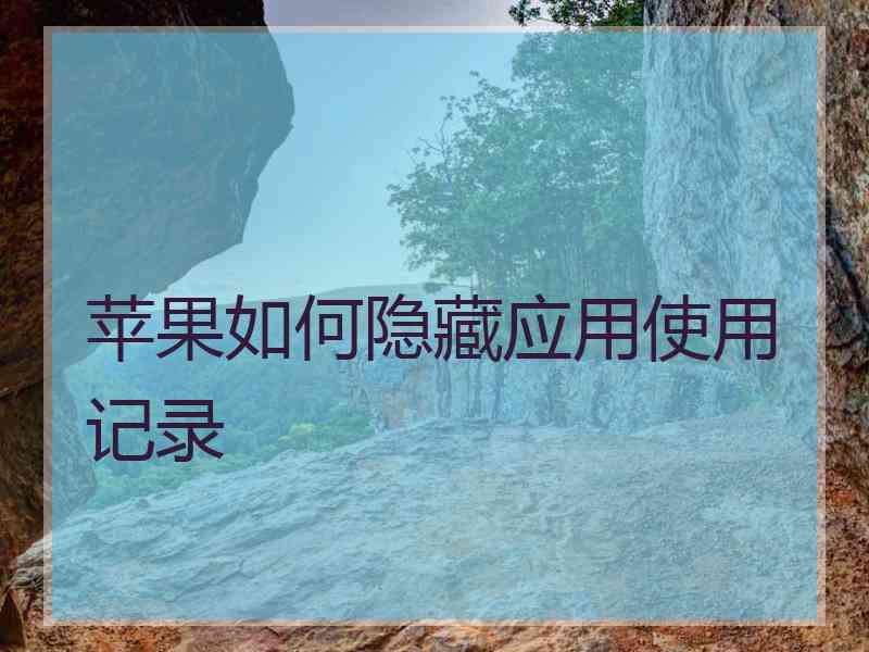 苹果如何隐藏应用使用记录