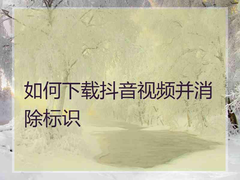 如何下载抖音视频并消除标识