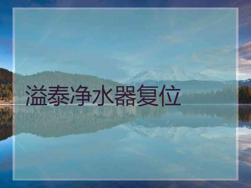 溢泰净水器复位