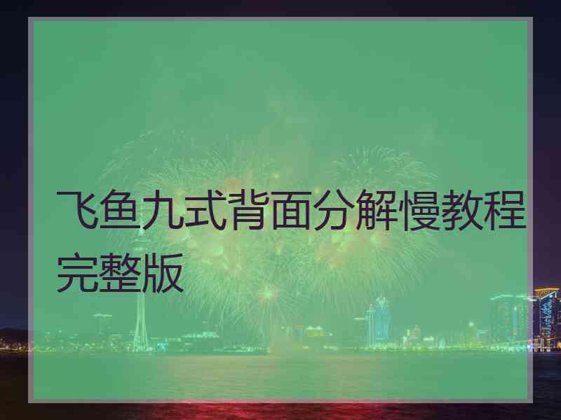 飞鱼九式背面分解慢教程完整版
