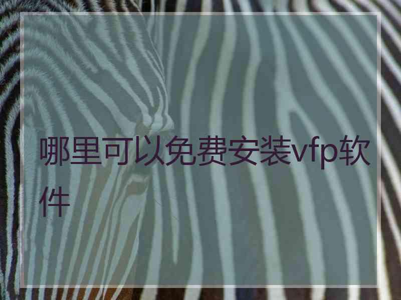 哪里可以免费安装vfp软件