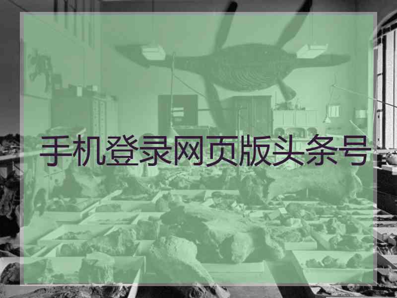 手机登录网页版头条号