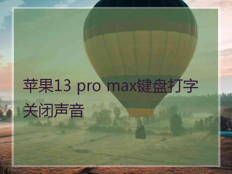 苹果13 pro max键盘打字关闭声音