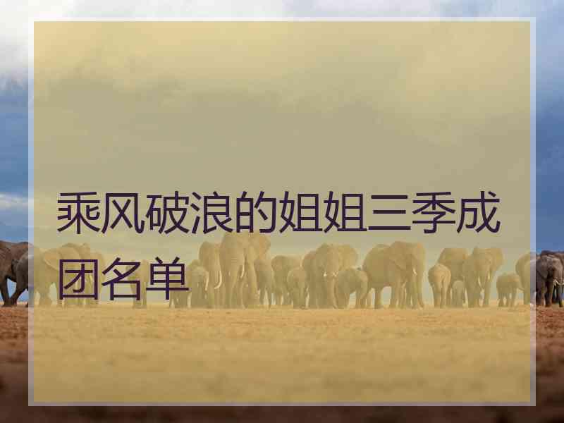 乘风破浪的姐姐三季成团名单