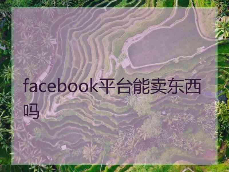 facebook平台能卖东西吗