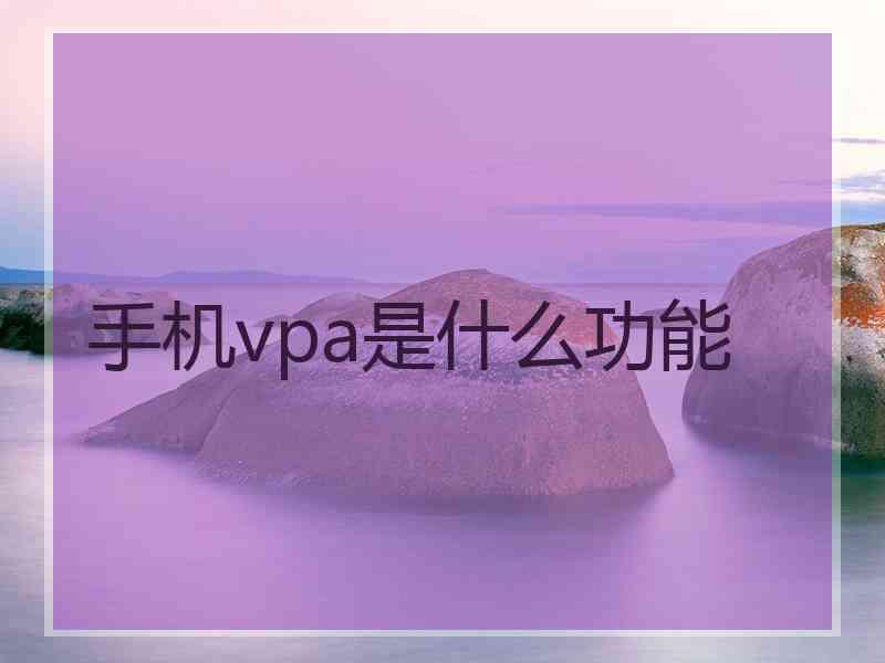 手机vpa是什么功能