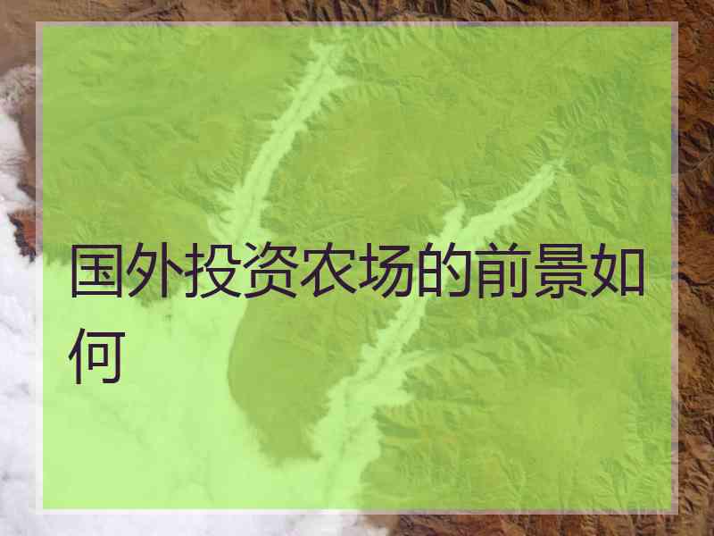国外投资农场的前景如何