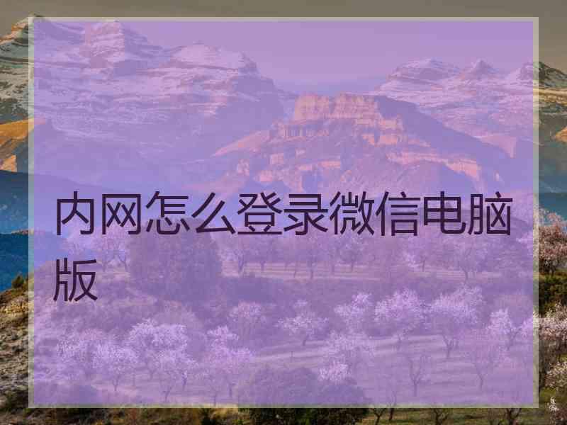 内网怎么登录微信电脑版