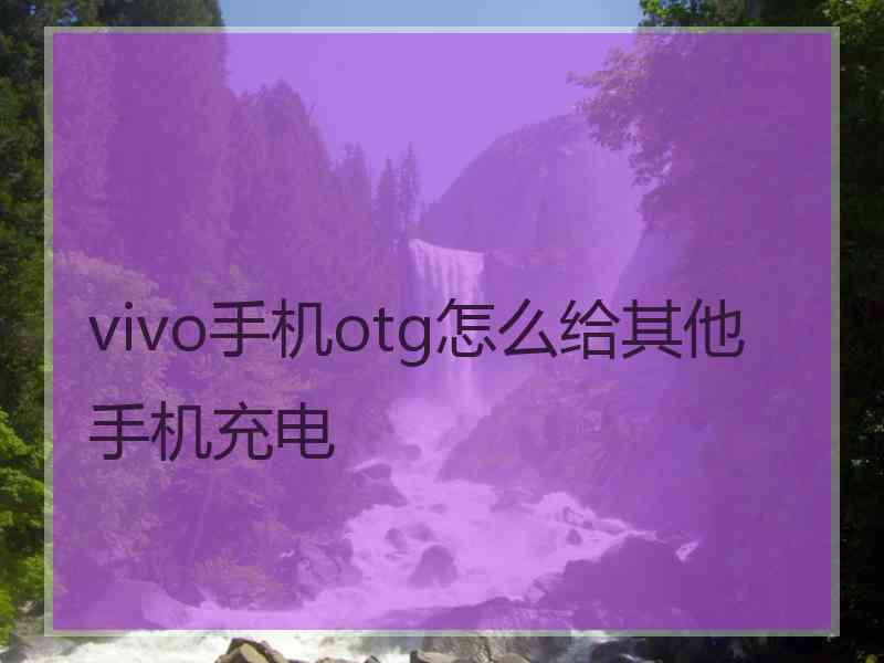 vivo手机otg怎么给其他手机充电
