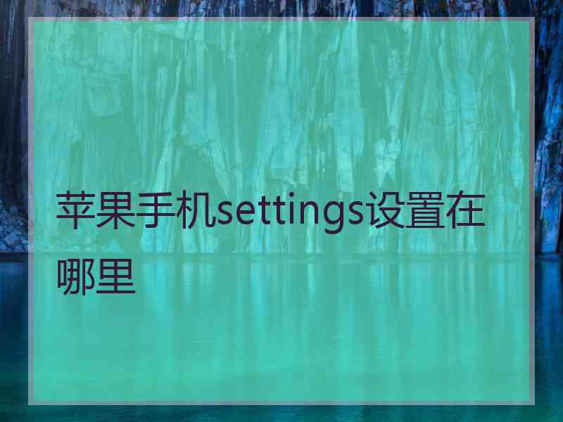 苹果手机settings设置在哪里