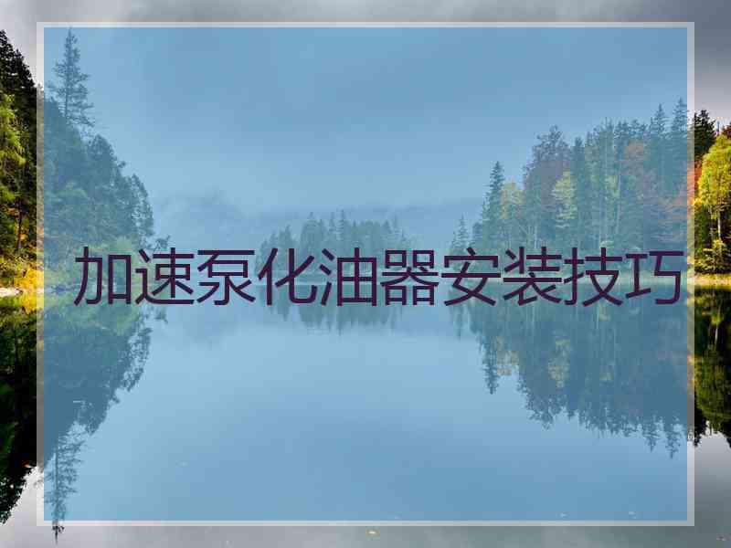加速泵化油器安装技巧