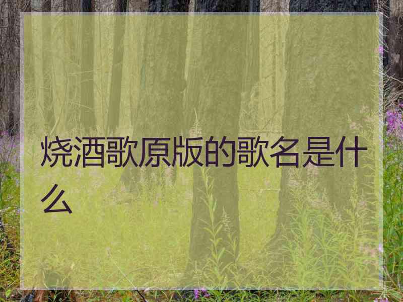 烧酒歌原版的歌名是什么