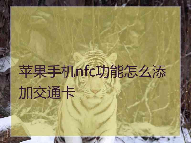 苹果手机nfc功能怎么添加交通卡