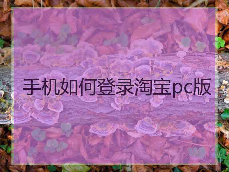 手机如何登录淘宝pc版