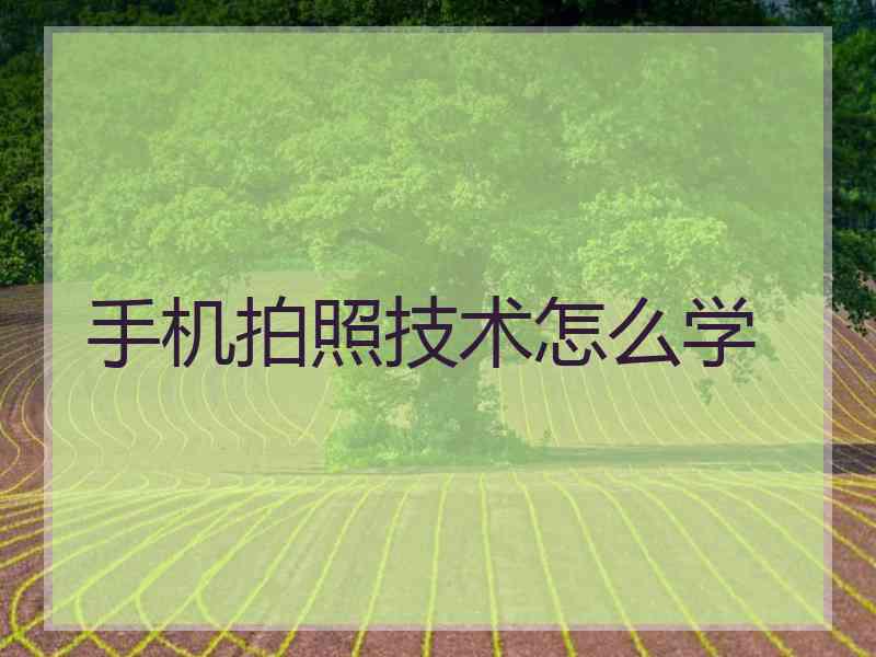 手机拍照技术怎么学