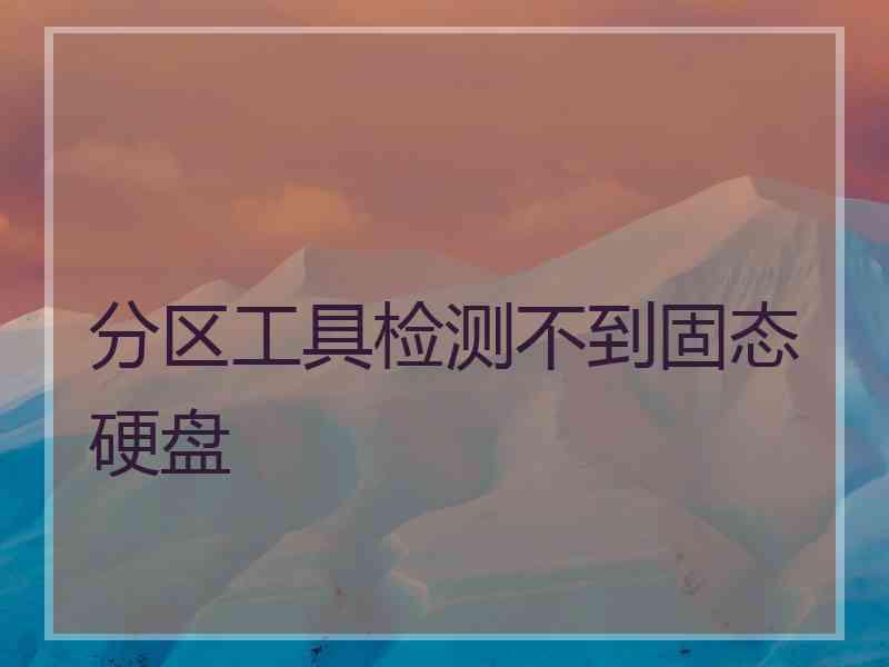 分区工具检测不到固态硬盘