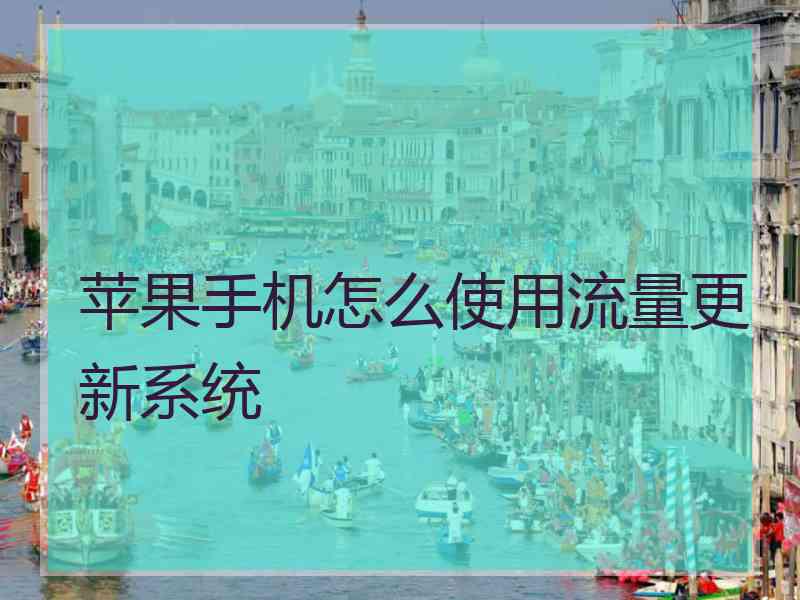 苹果手机怎么使用流量更新系统