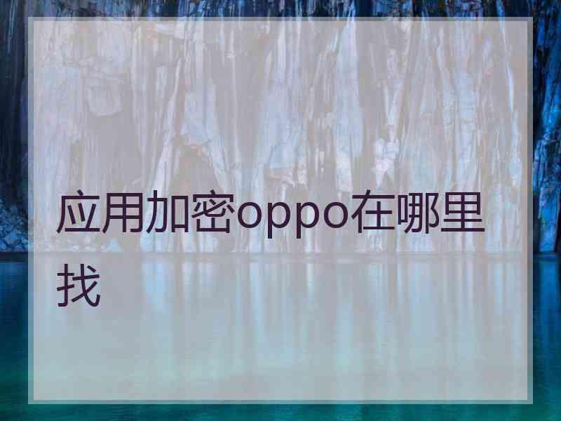 应用加密oppo在哪里找