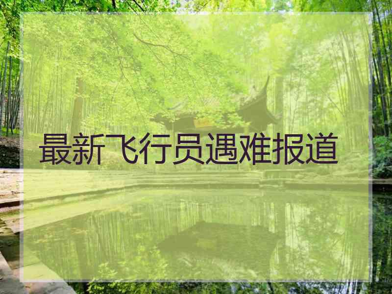 最新飞行员遇难报道