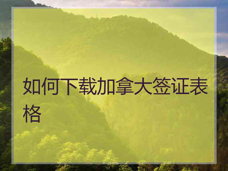 如何下载加拿大签证表格