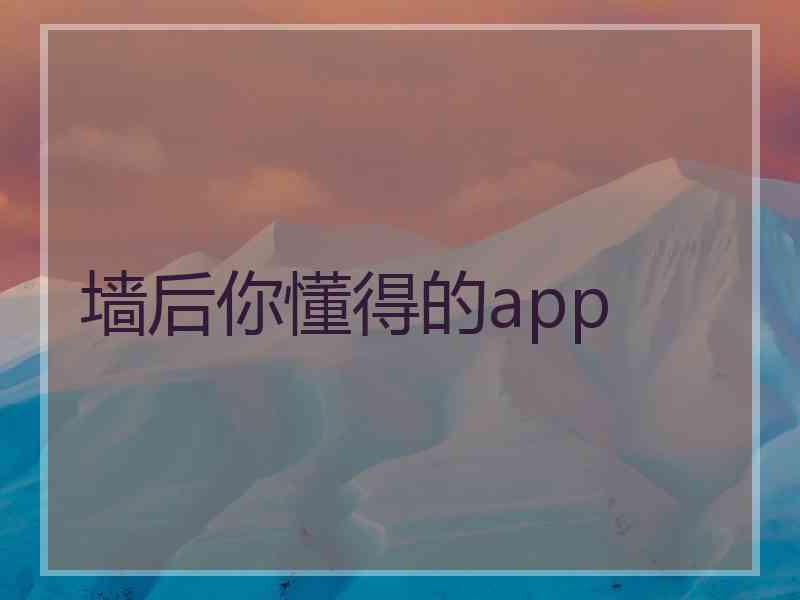 墙后你懂得的app