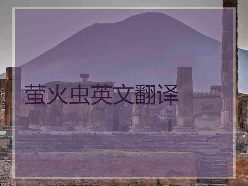 萤火虫英文翻译