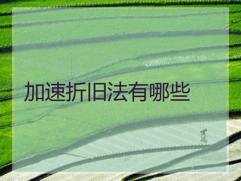 加速折旧法有哪些