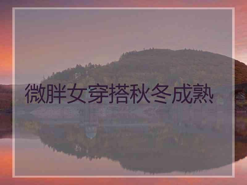 微胖女穿搭秋冬成熟