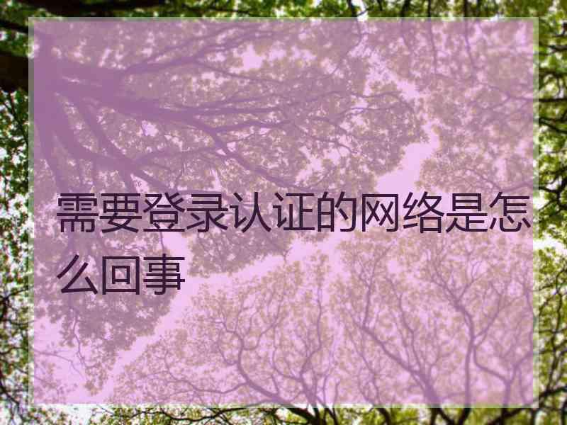 需要登录认证的网络是怎么回事
