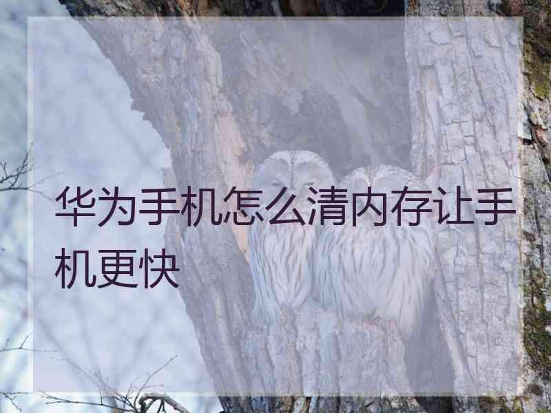 华为手机怎么清内存让手机更快