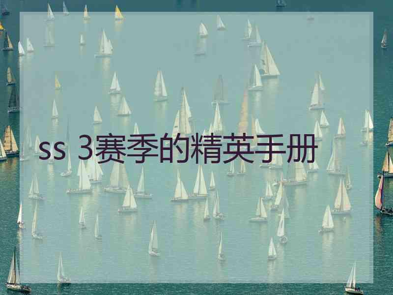 ss 3赛季的精英手册