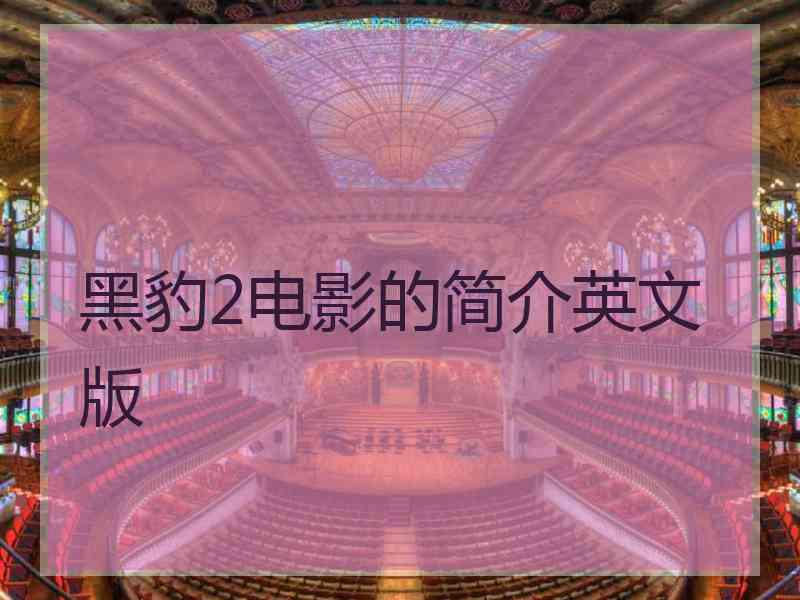 黑豹2电影的简介英文版