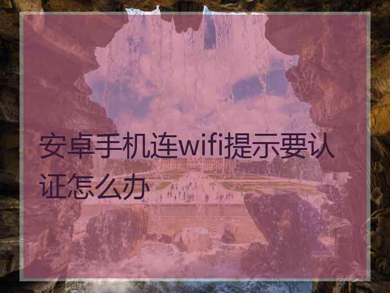 安卓手机连wifi提示要认证怎么办