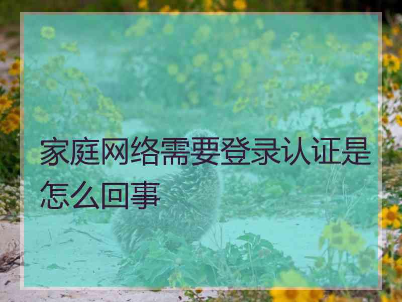 家庭网络需要登录认证是怎么回事