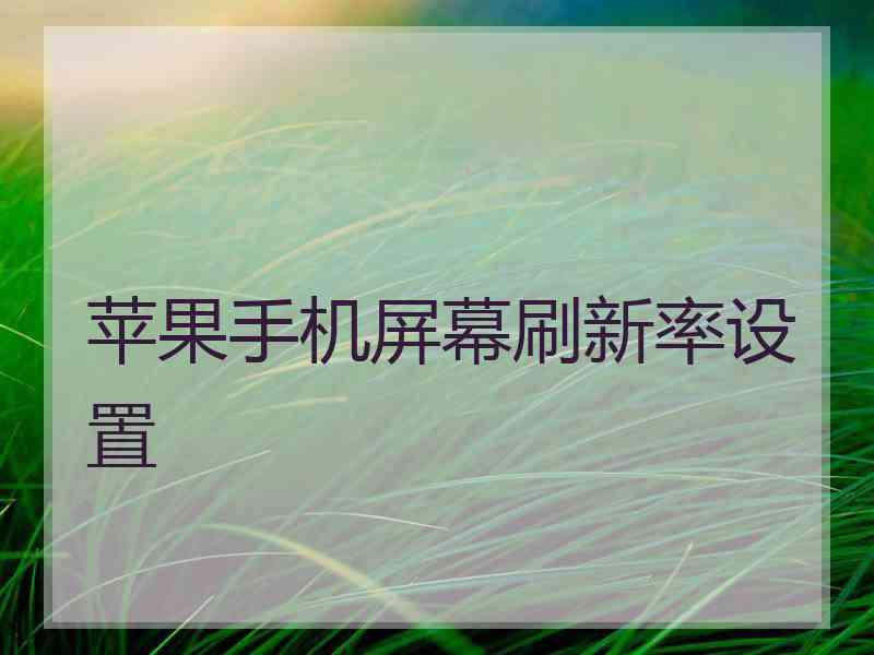 苹果手机屏幕刷新率设置