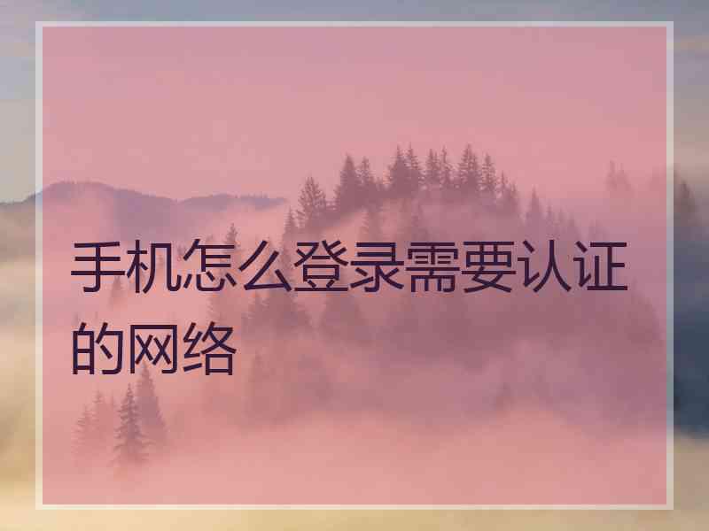 手机怎么登录需要认证的网络
