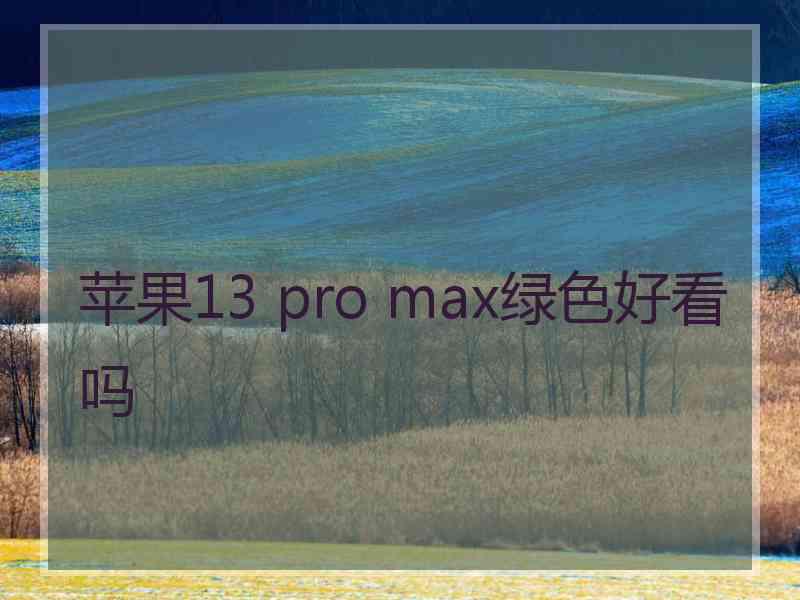 苹果13 pro max绿色好看吗