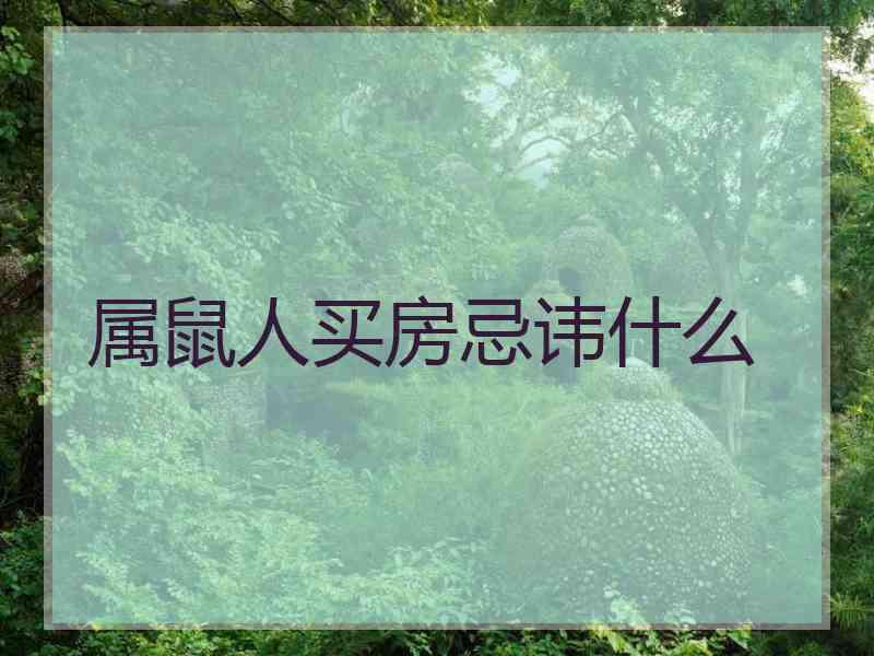属鼠人买房忌讳什么