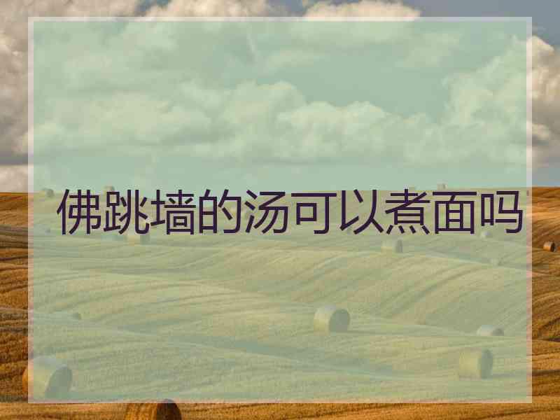 佛跳墙的汤可以煮面吗